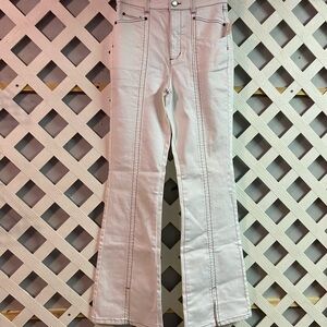Peace Love World White Wash High Front Slit Jeans Seaming Detail White Wash Sz 0